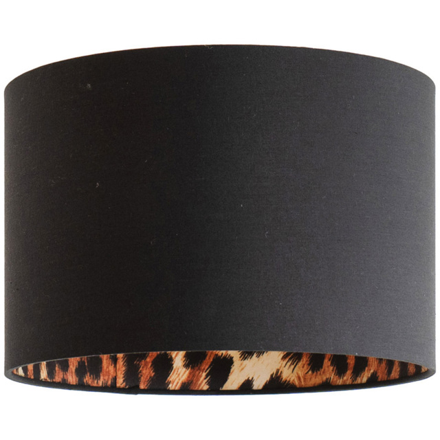 ValueLights Oasis Small Black Drum Shade with Leopard Inner - image 1