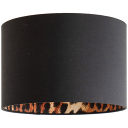 ValueLights Oasis Small Black Drum Shade with Leopard Inner - thumbnail 1