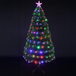 Green 5ft Multicolour 198 LED Fibre Optic Artificial Christmas Tree