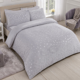 Smart Living Grey King Size Fleece Foil Polka Dot Duvet Set - thumbnail 1
