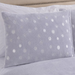 Smart Living Grey King Size Fleece Foil Polka Dot Duvet Set - thumbnail 3