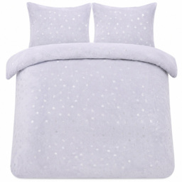 Smart Living Grey King Size Fleece Foil Polka Dot Duvet Set - thumbnail 2