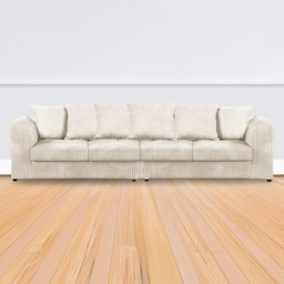 Luxor 4 Seater Cream Jumbo Cord Long Sofa with Scatter Back - thumbnail 1