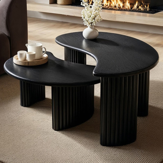 SOLACE+CO Clio Black Coffee Table Set of 2 - image 1