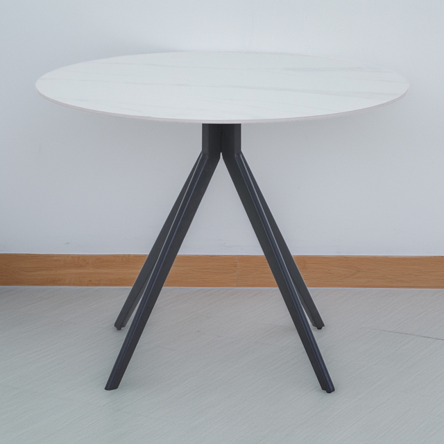 Core Products Aspen 4 Seater Round Dining Table Gloss White Sintered Stone and Black - image 1