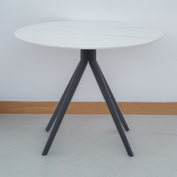 Core Products Aspen 4 Seater Round Dining Table Gloss White Sintered Stone and Black - thumbnail 1