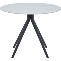 Core Products Aspen 4 Seater Round Dining Table Gloss White Sintered Stone and Black - thumbnail 2
