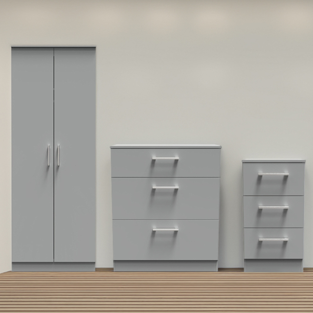 Crowndale Devon 3 Piece Dusk Grey Bedroom Furniture Set - image 1