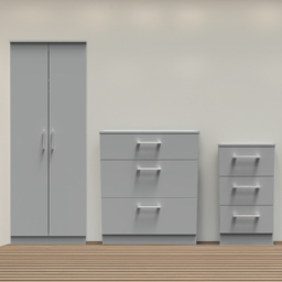 Crowndale Devon 3 Piece Dusk Grey Bedroom Furniture Set