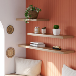 Homebase 120cm 2 Pack Mango Wood Effect Floating Shelf - thumbnail 2