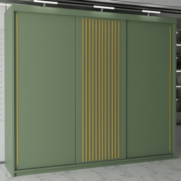 M N Furniture Parrison 3 Door Green Sliding Wardrobe 250cm - thumbnail 1