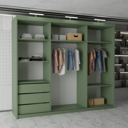 M N Furniture Parrison 3 Door Green Sliding Wardrobe 250cm - thumbnail 4