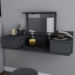 Decorotika Zenn Anthracite 2 Drawer Floating Vanity Make Up Table - thumbnail 1