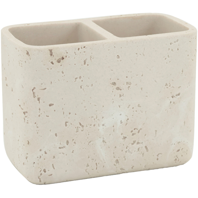 Neutral Stone Effect Toothbrush Holder Beige