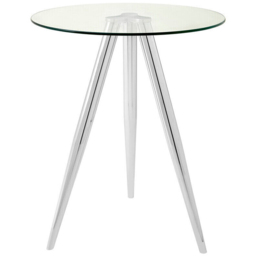 Premier Housewares Barton Glass Circular Bar Table with Chrome Tripod Base - thumbnail 2