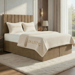 DS Living Aria Beige King Size Plush Ottoman Bed - thumbnail 1