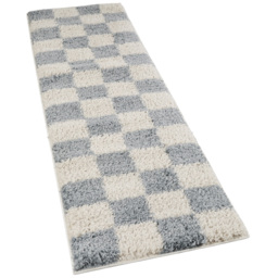 Desire Rugs Chester Shaggy Chequered Duck Egg Blue Rug 60 x 220cm - thumbnail 1