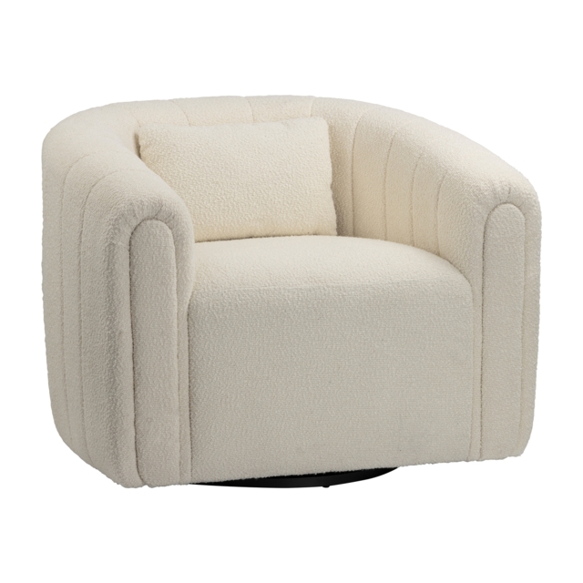 Noah Boucle Swivel Chair White by Homebase