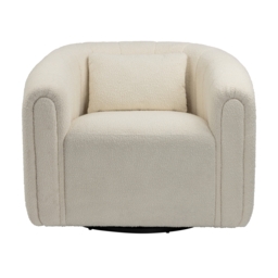 Noah Boucle Swivel Chair - White - thumbnail 2