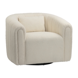Noah Boucle Swivel Chair - White - thumbnail 1