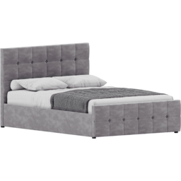 Vida Designs Valentina Double Light Grey Velvet Ottoman Bed with Gel Memory Foam Mattress - thumbnail 2