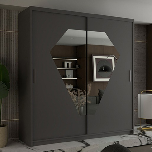Sliding Wardrobes 4U Diamond Grey 2 Door Wide Mirrored Wardrobe - image 1