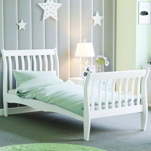 Junior Vida Orion Single White Sleigh Kids Bed Frame - image 1