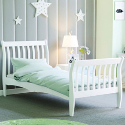 Junior Vida Orion Single White Sleigh Kids Bed Frame - thumbnail 1