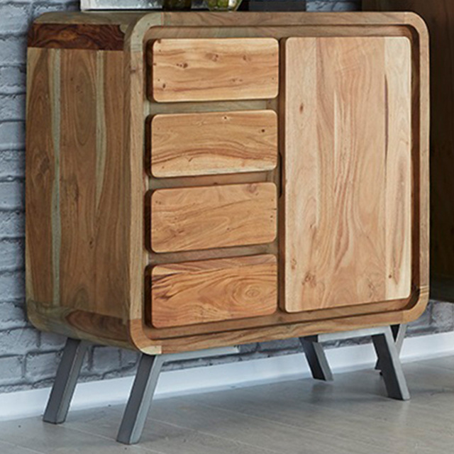 Brooklyn Single Door 4 Drawer Hardwood Sideboard - image 1