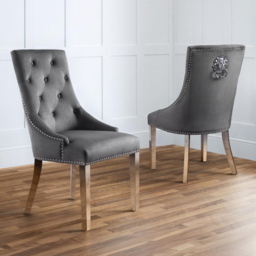 Julian Bowen Gladstone Grey Lion Head Chair Set of 2