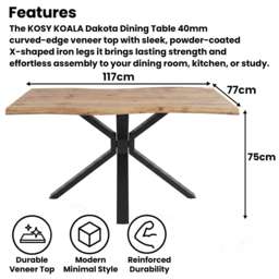 Kosy Koala 6 Seater Velvet Wooden Rectangle Dining Set with Bench Grey - thumbnail 4