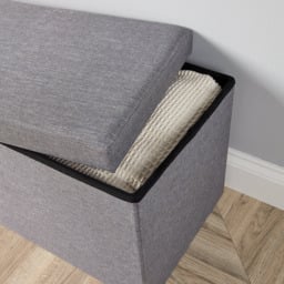 Home Source Sofia Grey Rectangular Folding Storage Ottoman - thumbnail 3
