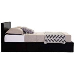 Berlin Small Double Black Faux Leather Ottoman Bed - thumbnail 3