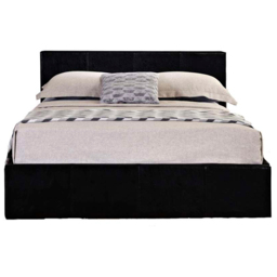 Berlin Small Double Black Faux Leather Ottoman Bed - thumbnail 2