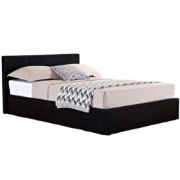 Berlin Small Double Black Faux Leather Ottoman Bed - thumbnail 4