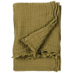 Yard Lark Khaki Green Muslin Cotton Throw 130 x 180cm - thumbnail 1
