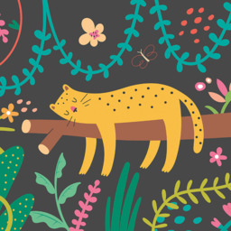 Origin Murals Sleeping Jungle Leopard Black Wall Mural - thumbnail 2
