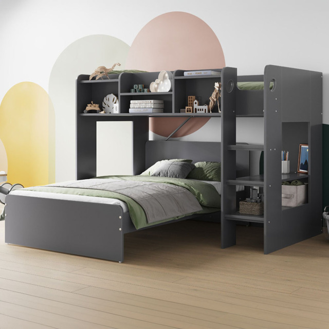 Flair Wizard Grey Small Double L-Shaped Bunk Bed - image 1