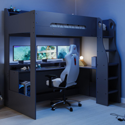 Flair Skyhigh Anthracite Wooden Gaming High Sleeper Bed - thumbnail 1