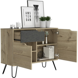 Core Products Manhattan 2 Doors Single Drawer Oak and Grey Small Sideboard - thumbnail 4