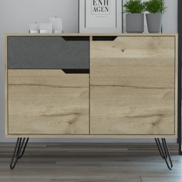 Core Products Manhattan 2 Doors Single Drawer Oak and Grey Small Sideboard