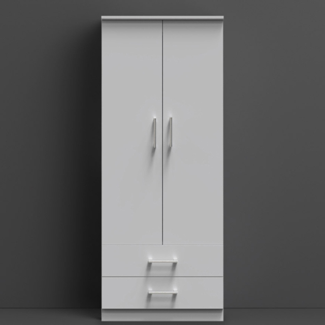 Crowndale Devon Ready Assembled 2 Door 2 Drawer Grey Matt Wardrobe - image 1