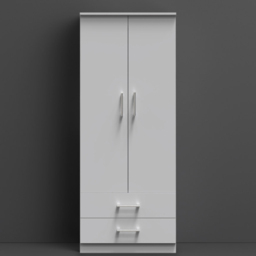 Crowndale Devon Ready Assembled 2 Door 2 Drawer Grey Matt Wardrobe - thumbnail 1