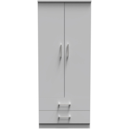 Crowndale Devon Ready Assembled 2 Door 2 Drawer Grey Matt Wardrobe - thumbnail 2