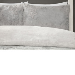 Star Embroidered Faux Fur Duvet Set Silver King - thumbnail 3