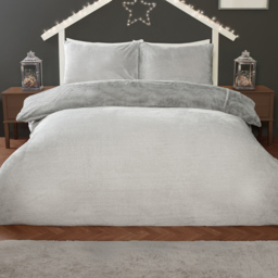 Star Embroidered Faux Fur Duvet Set Silver King - thumbnail 2