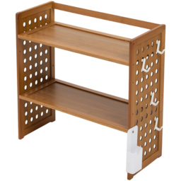 Living and Home Natural 2 Shelf Bamboo Desktop Storage Rack - thumbnail 2