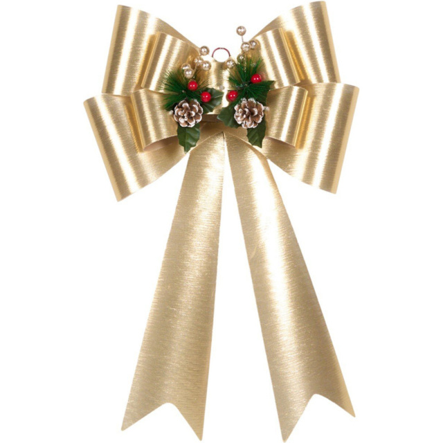 LED Door Bow Decoration Gold - image 1