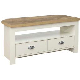 Highgate 2 Drawer Cream and Oak Corner TV Unit - thumbnail 2