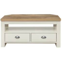 Highgate 2 Drawer Cream and Oak Corner TV Unit - thumbnail 3